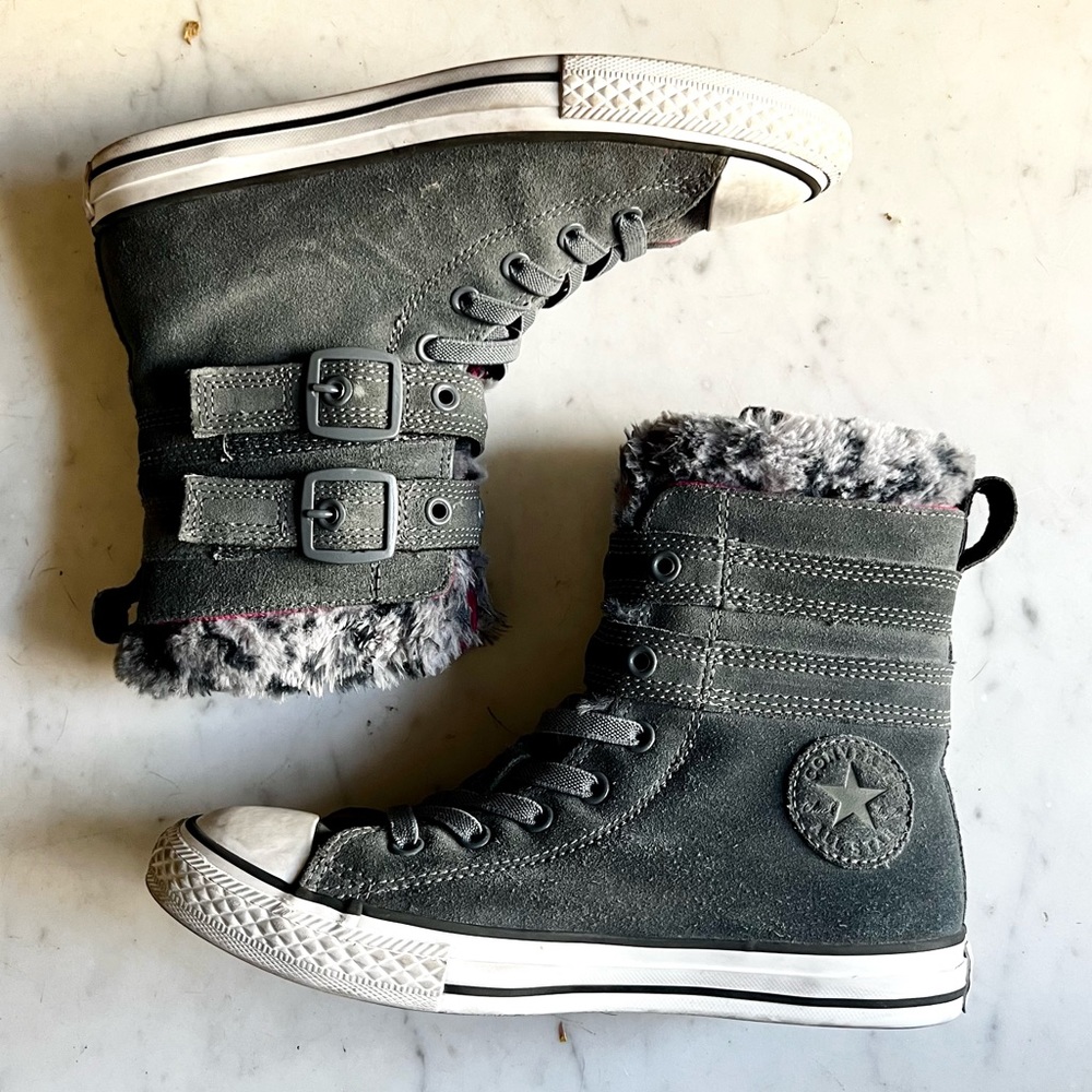 Converse Suede and Faux Fur High Tops Sneakers
